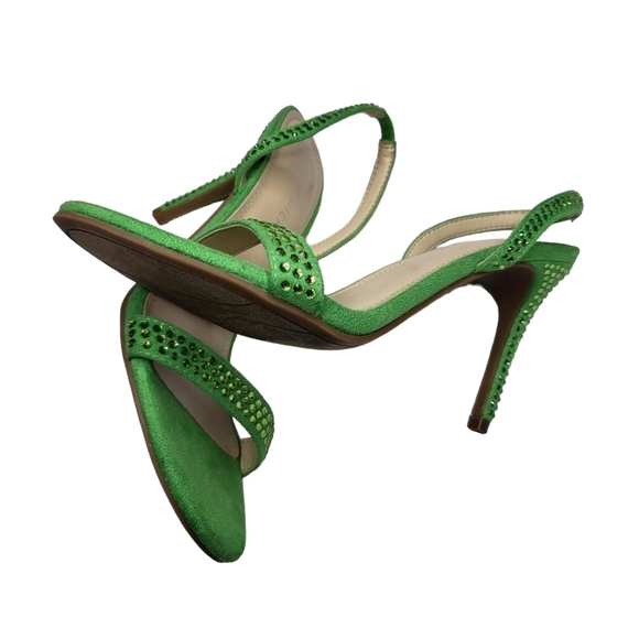 Marc Fisher | Batila Lime Green Embellished Open Toe Stiletto Heels Women's 7 - Picture 6 of 12